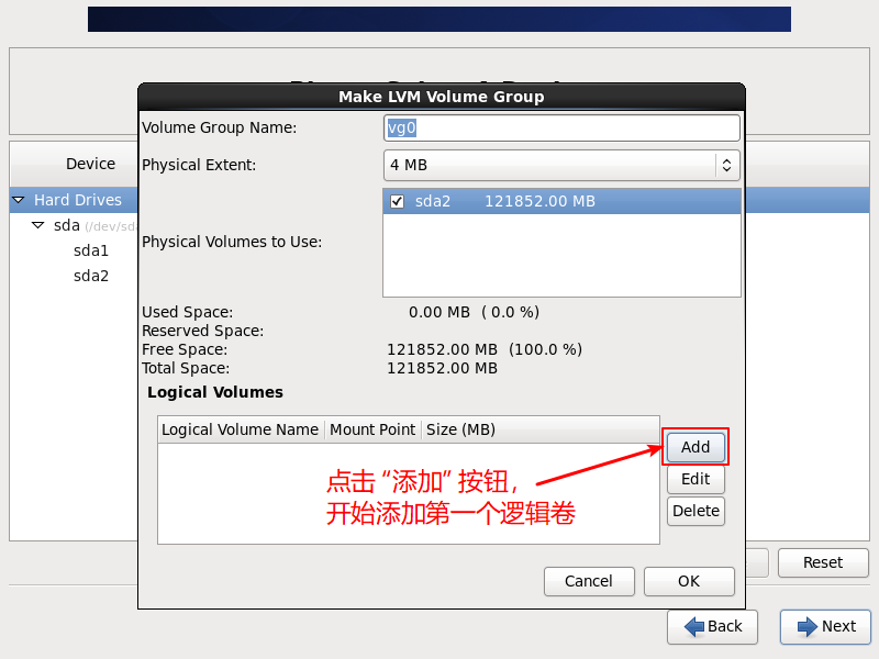 CentOS6-Installation-Step28-Click-To-Create-The-First-LogicalVolume