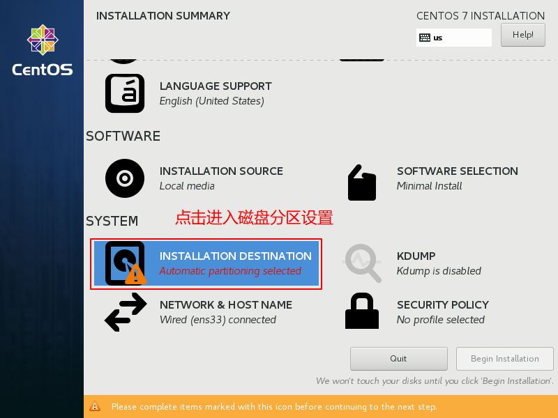 CentOS7-Installation-Step17-Installation-Destination-Button