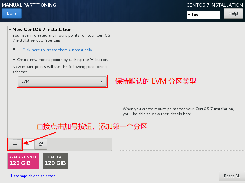 CentOS7-Installation-Step19-Click-Add-Button-To-Create-The-First-Partition