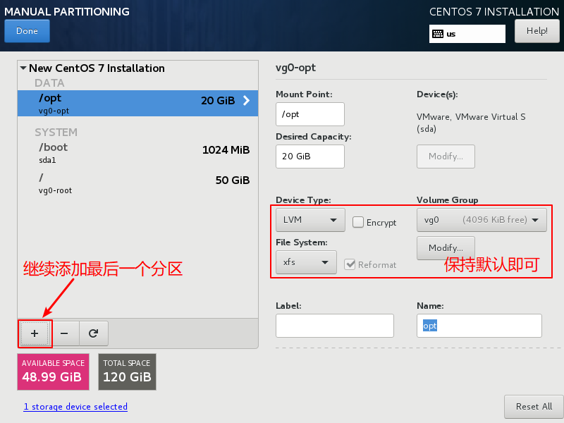 CentOS7-Installation-Step27-Click-Add-Button-To-Create-The-Last-Partition