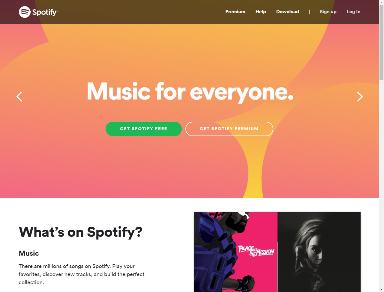 así se ve la web de Spotify