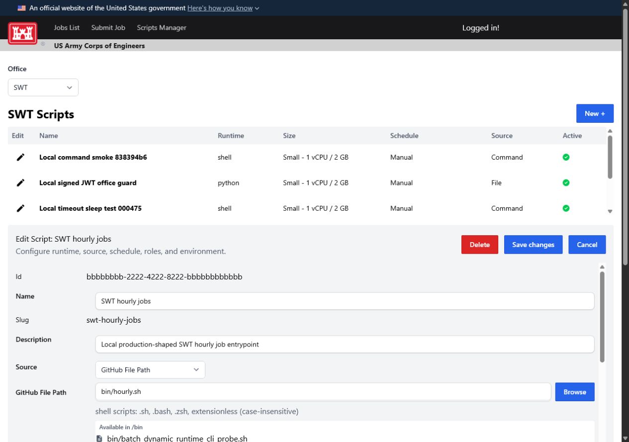 Scripts Manager edit form