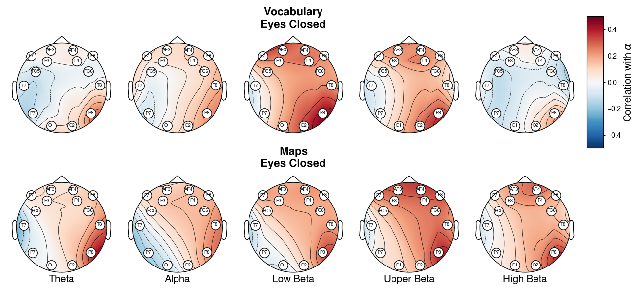 Topological map of the correlations with rate of forgetting