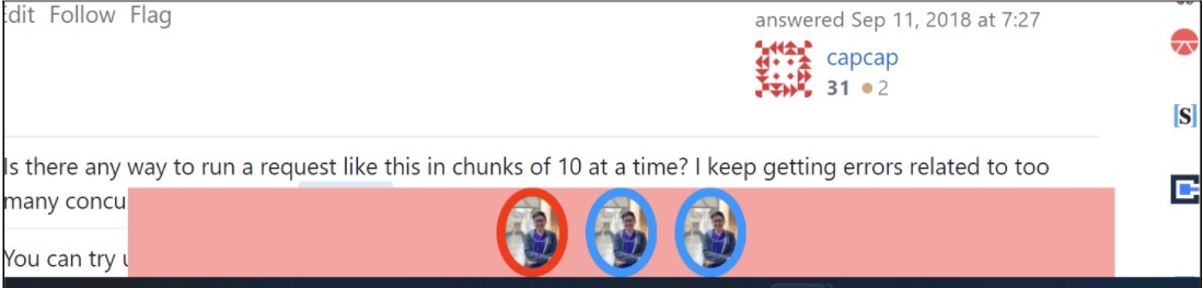 a previous iteration of the chrome extension, using a floating banner at the bottom of the browser