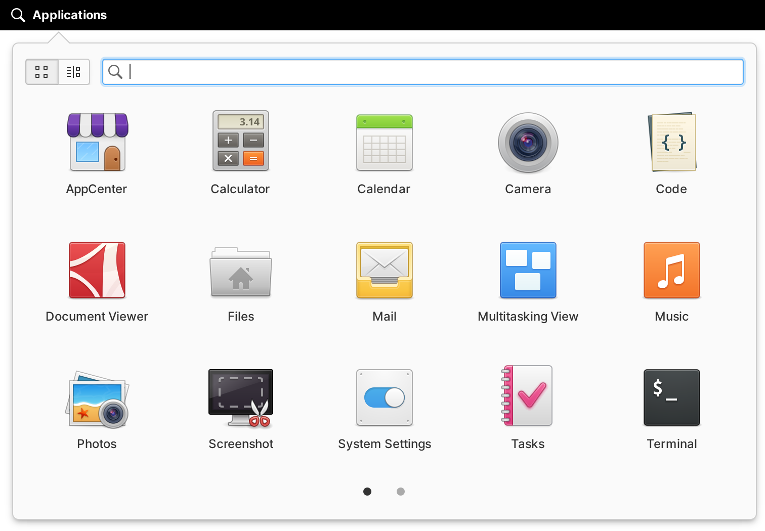 Application menu. Elementary os 6.1.