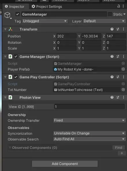 Unity Editor Game Manager inspector Photon PUN