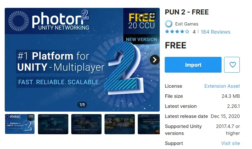 Photon 2 Unity Network free on the Asset store