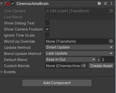 Unity cinemachine brain setup