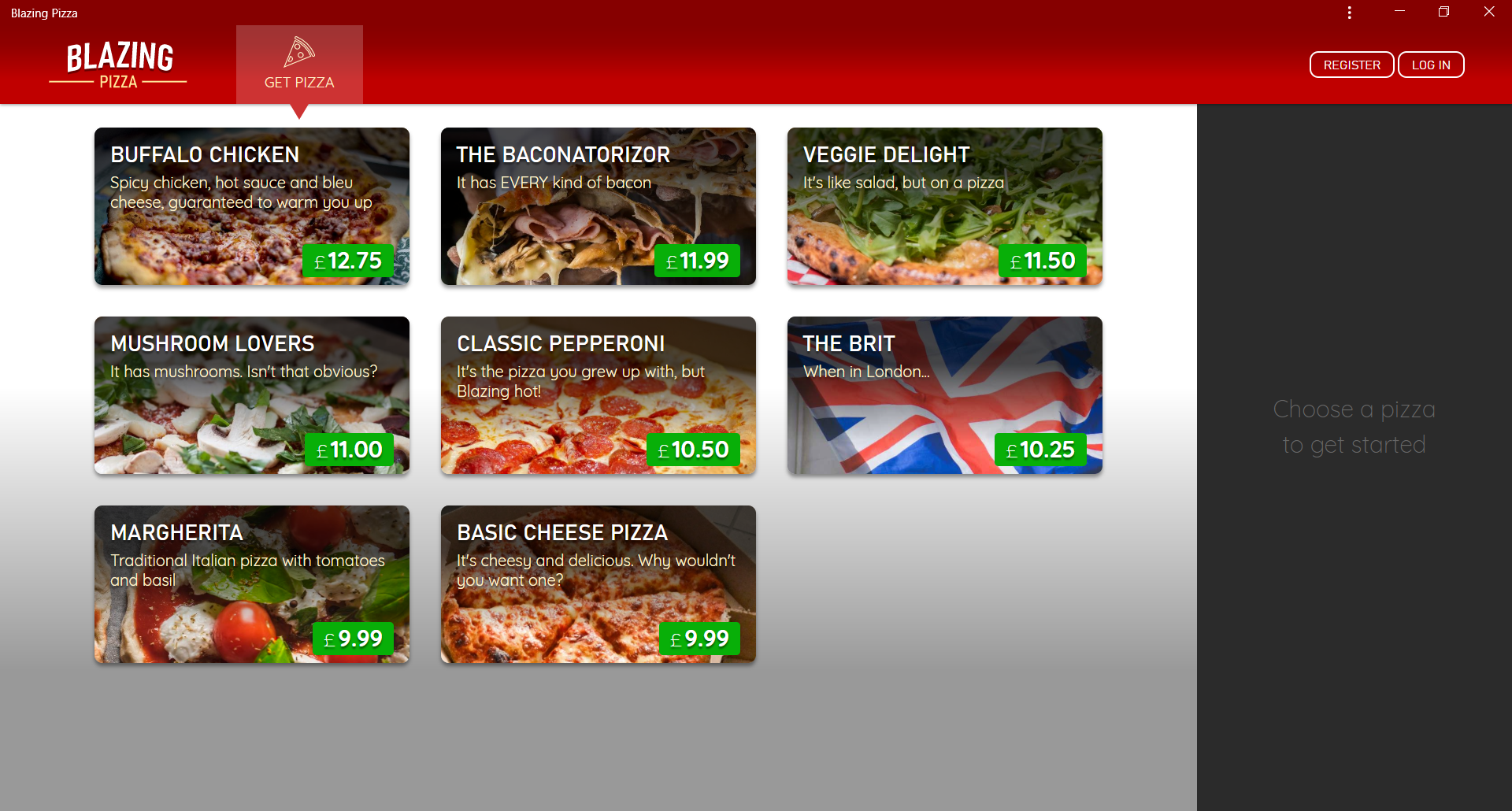 BlazingPizzaApp Screenshot