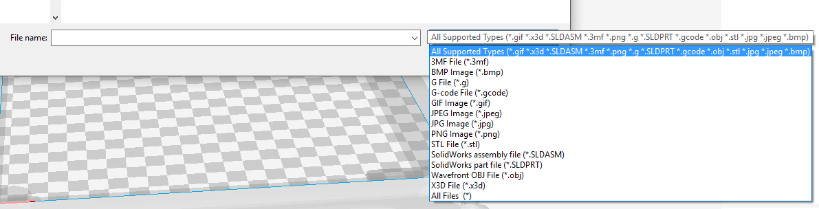 Screenshot of supported files