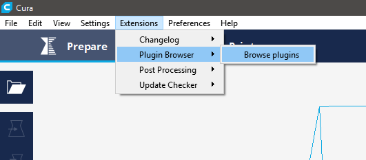 Screenshot of extensions menu