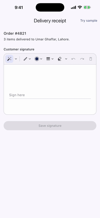 smart_signature demo: a shaky hand-drawn signature cleaned up into smooth, pen-like ink