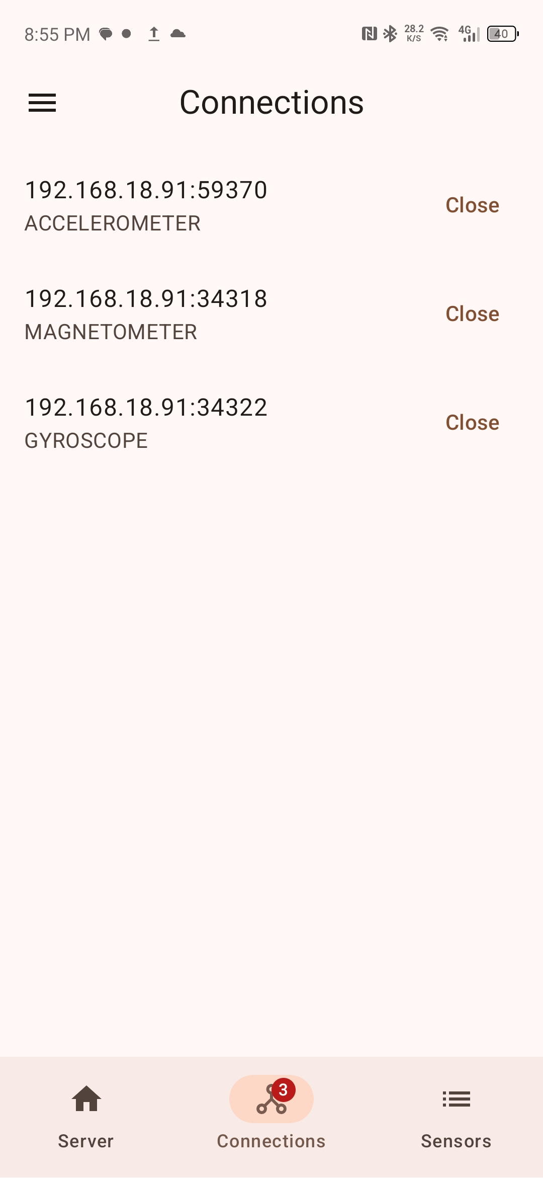 Screenshot 4 of SensorServer — opens full size
