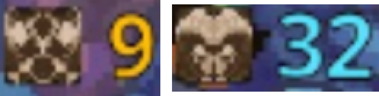 A basic attack (left) and a skill (right), each with its source icon