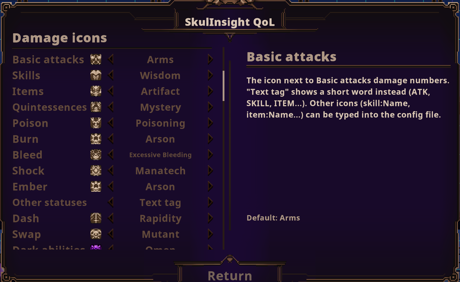 Choosing the icon for each damage source