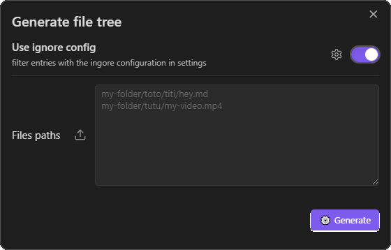 generate file tree pannel