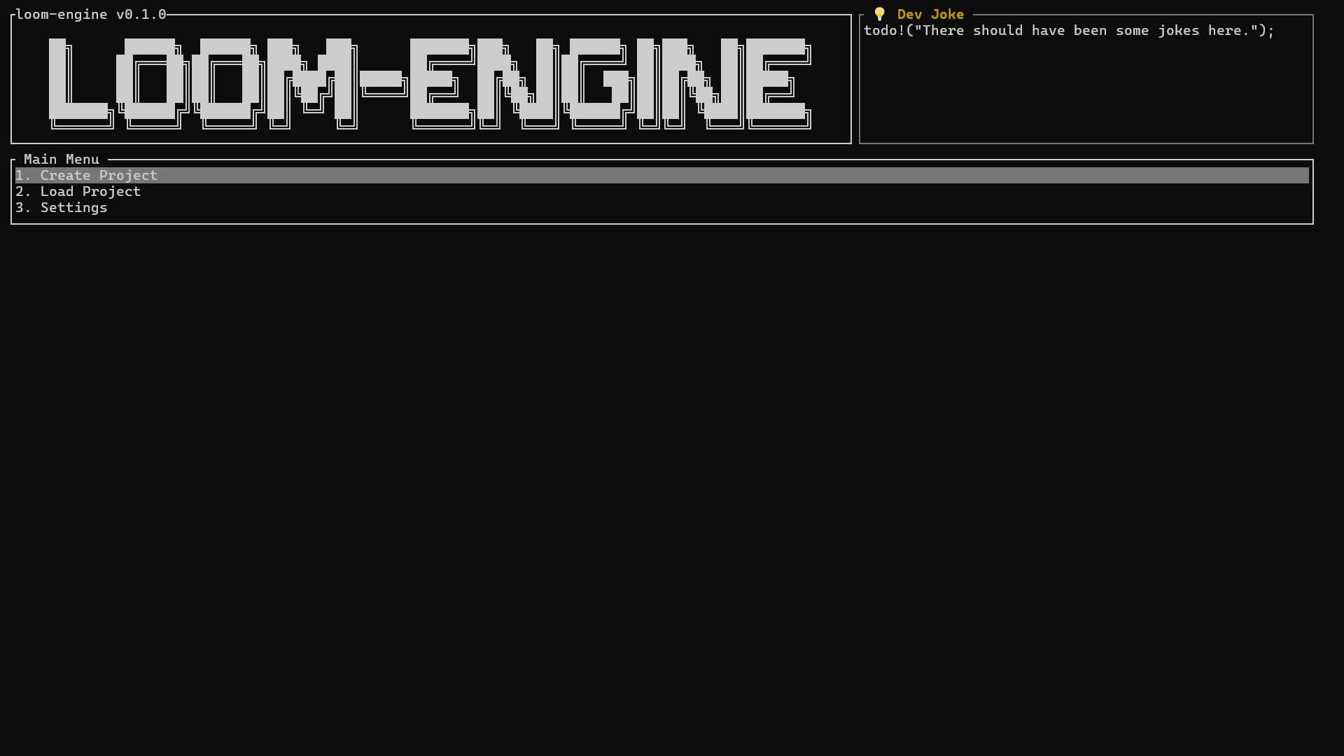 main menu