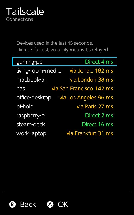 The overlay's Connections page