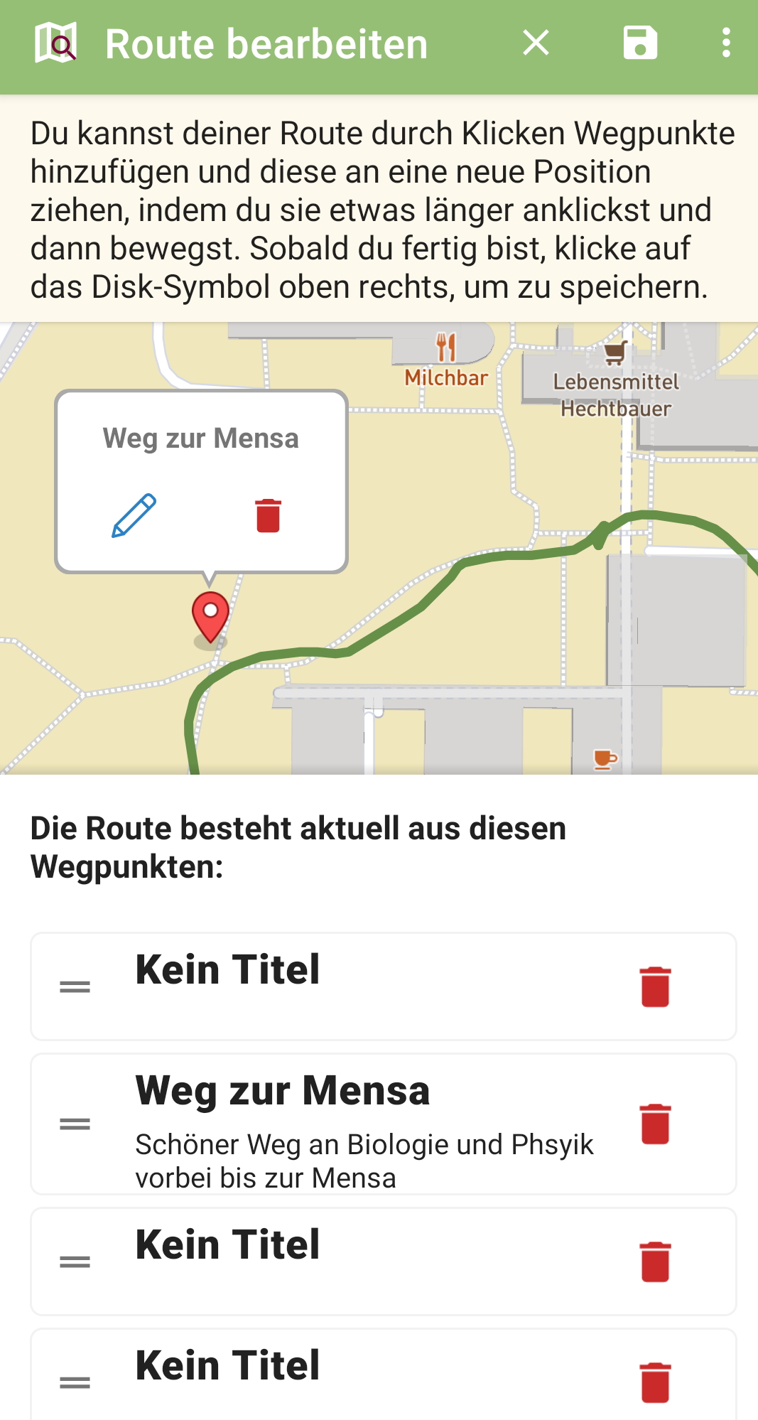 Wegpunkte erstellen