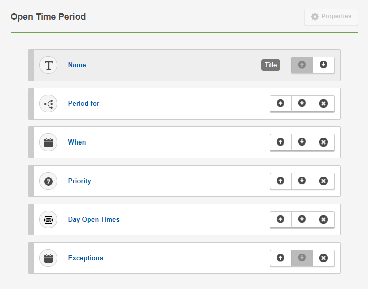 Screenshot of the Open Time Period content type