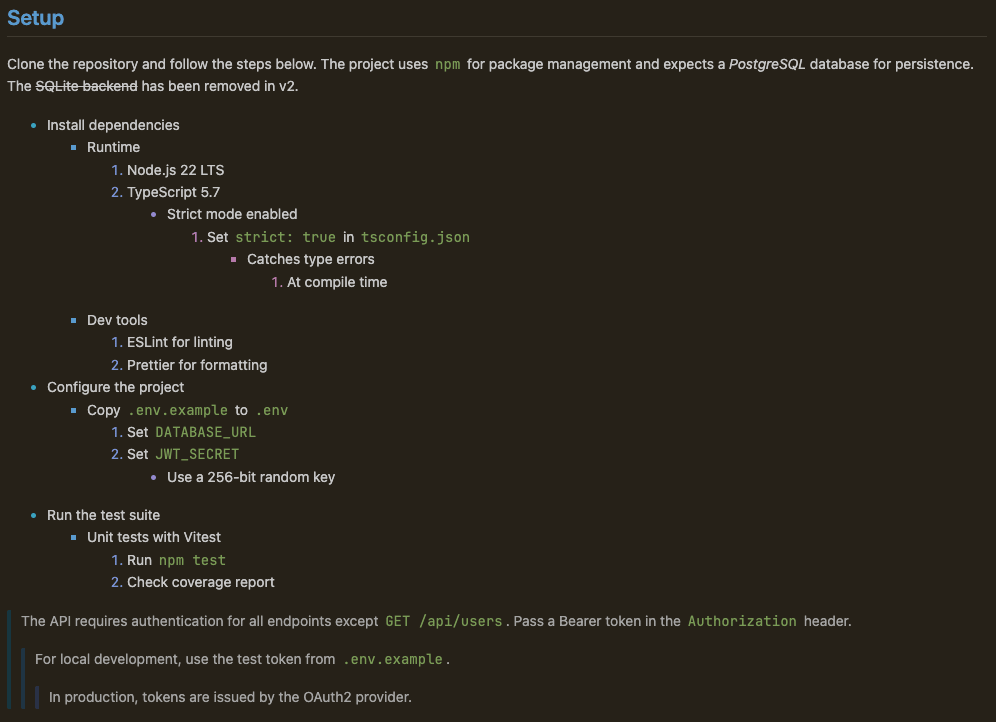 Markdown preview (dark, bottom)
