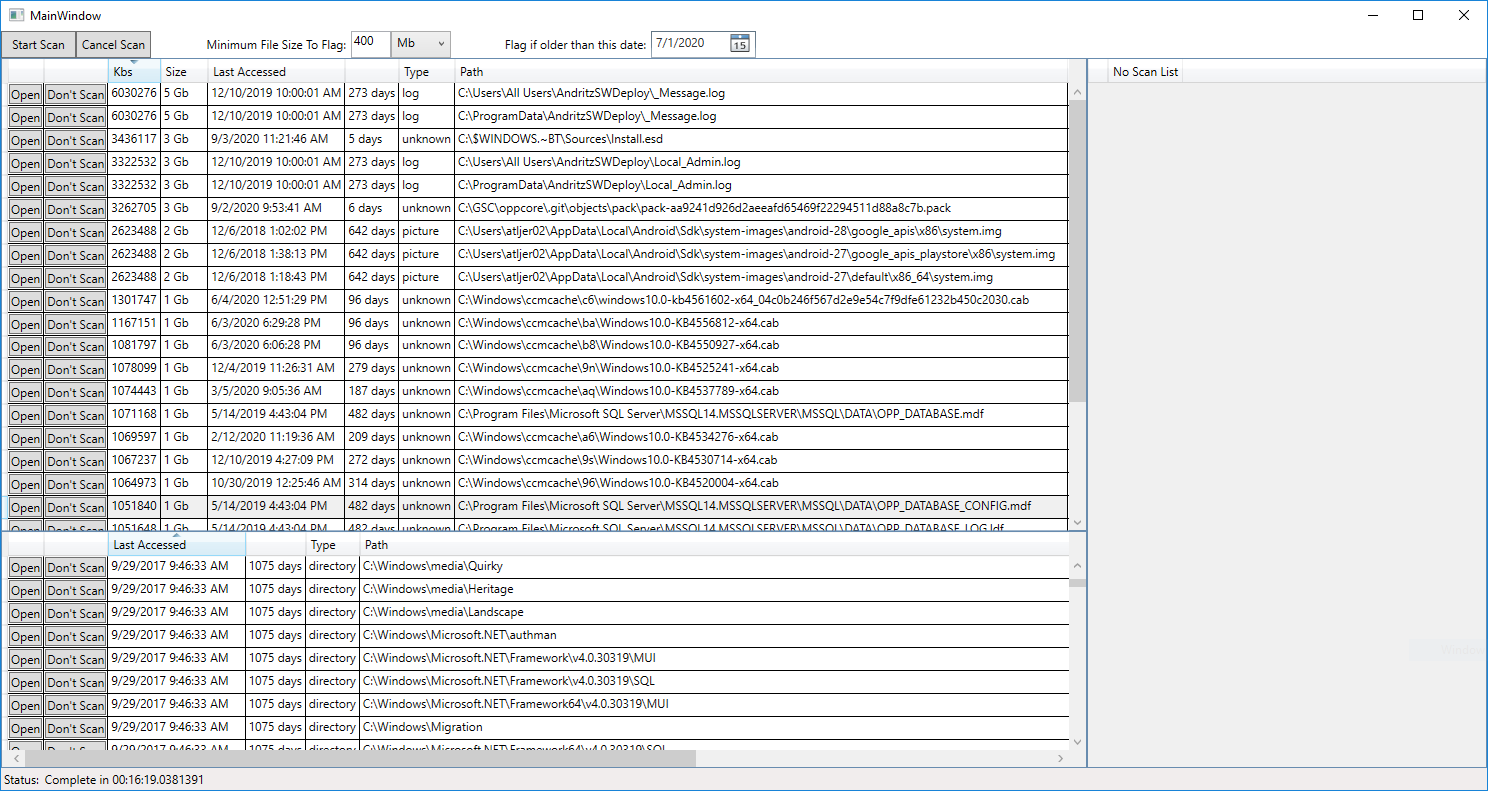 File Scanner Overview Screen