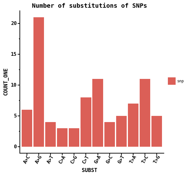 Number of substitutions of SNPs