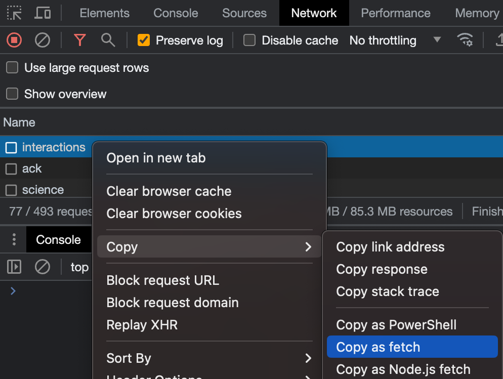 Copy as fetch