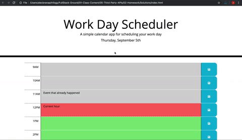 A user clicks on slots on the color-coded calendar and edits the events.