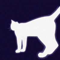 an animated version of a weird white cat