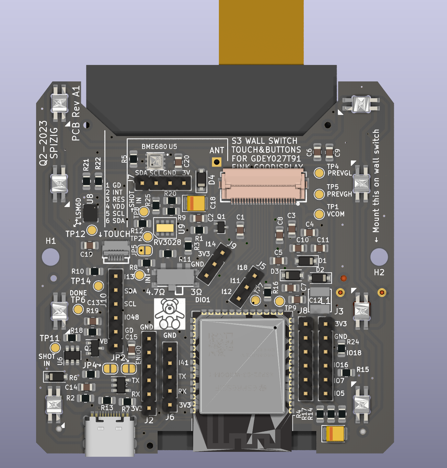 TOP PCB View of WifiWallSwitch