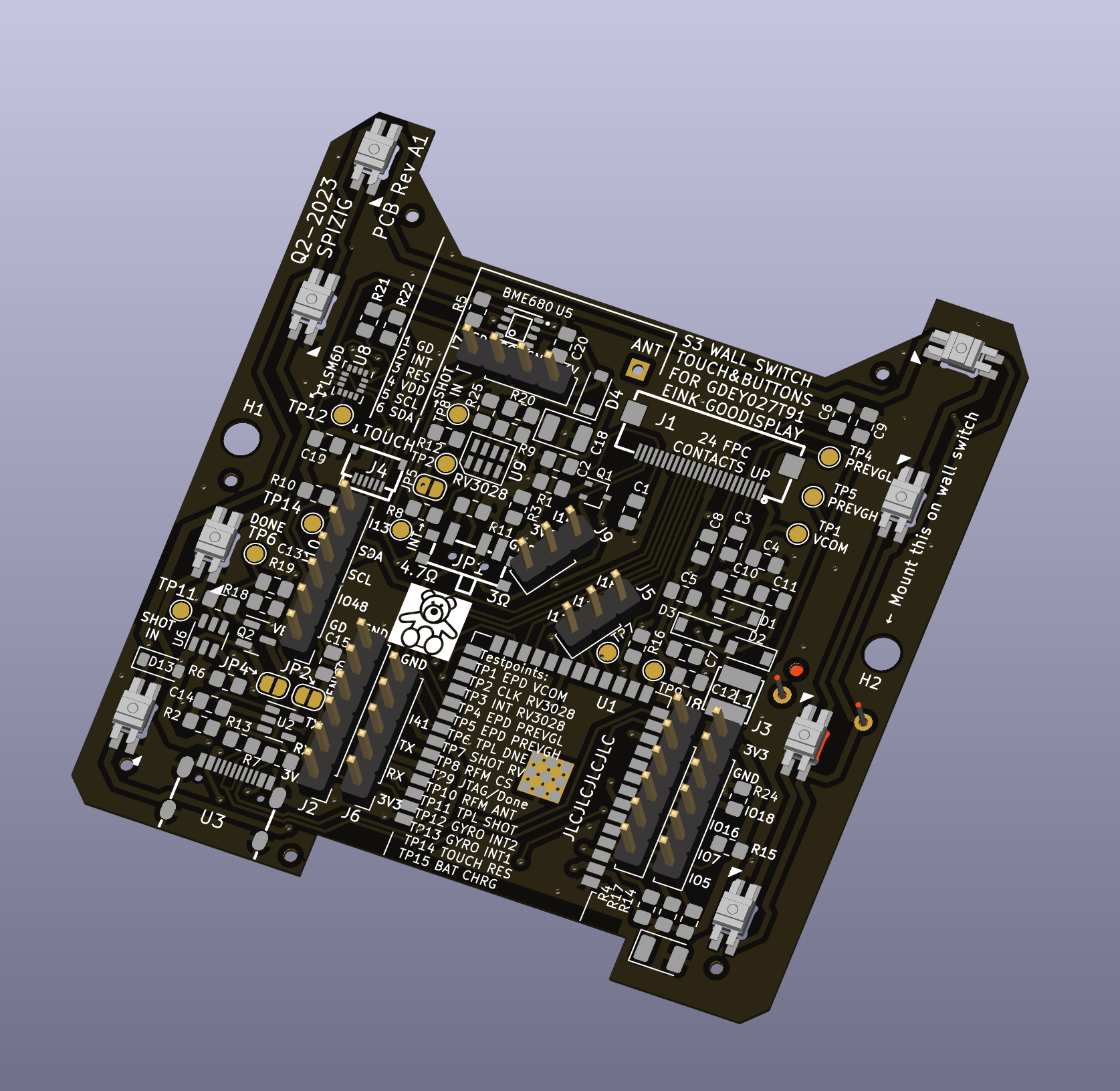 Parts view of PCB  without SMD parts soldered