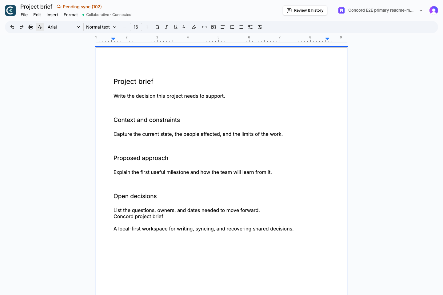 Concord document editor