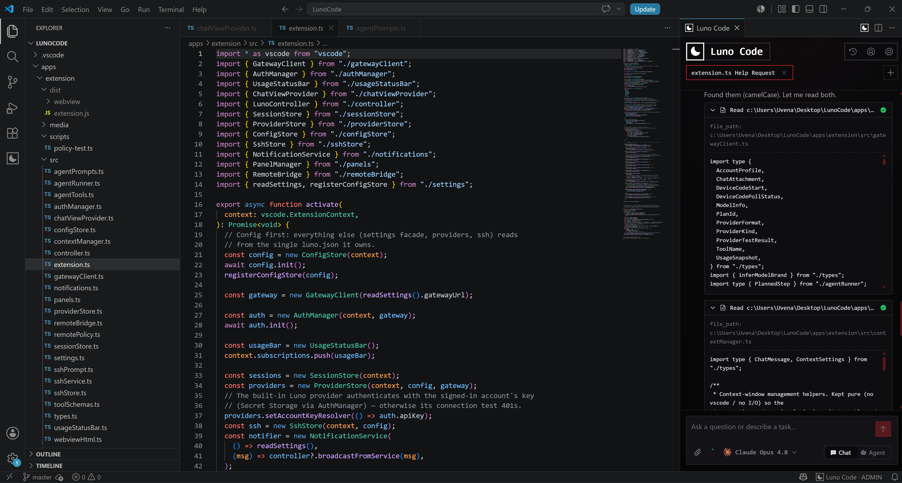 Luno Code in VS Code