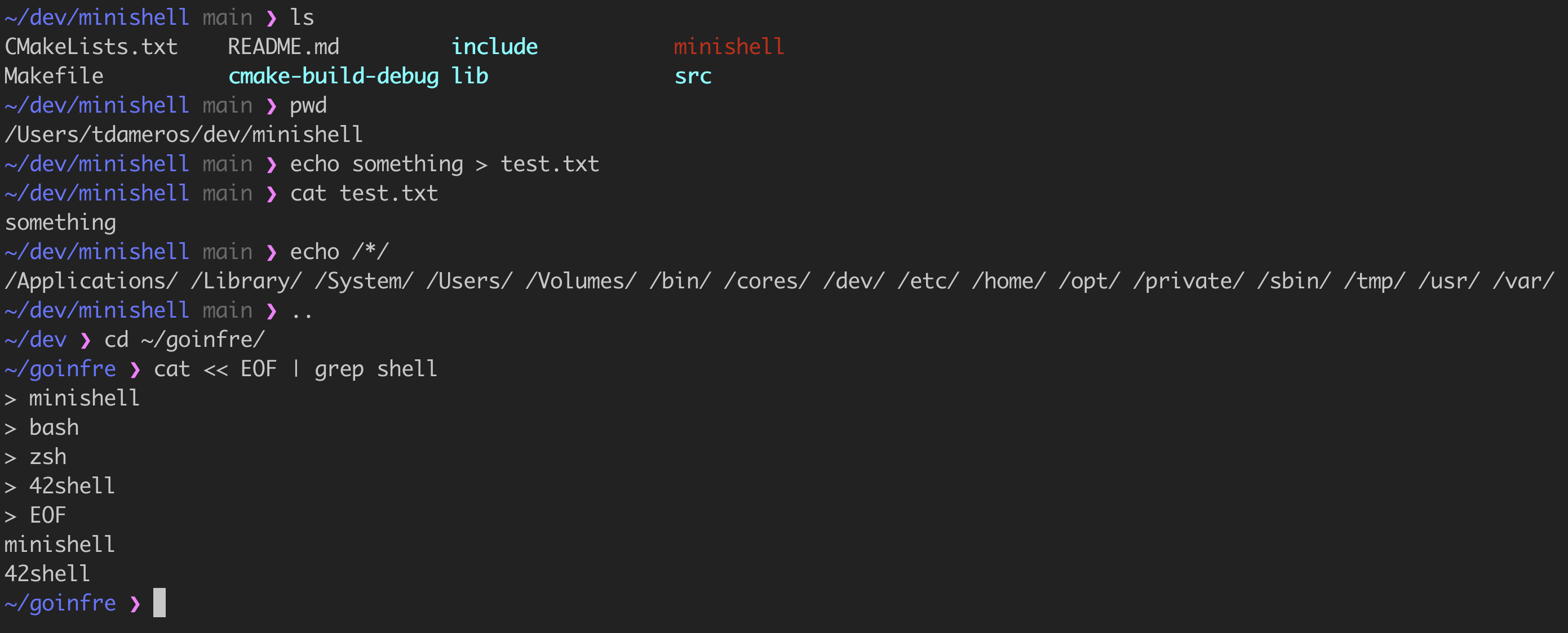 Minishell example