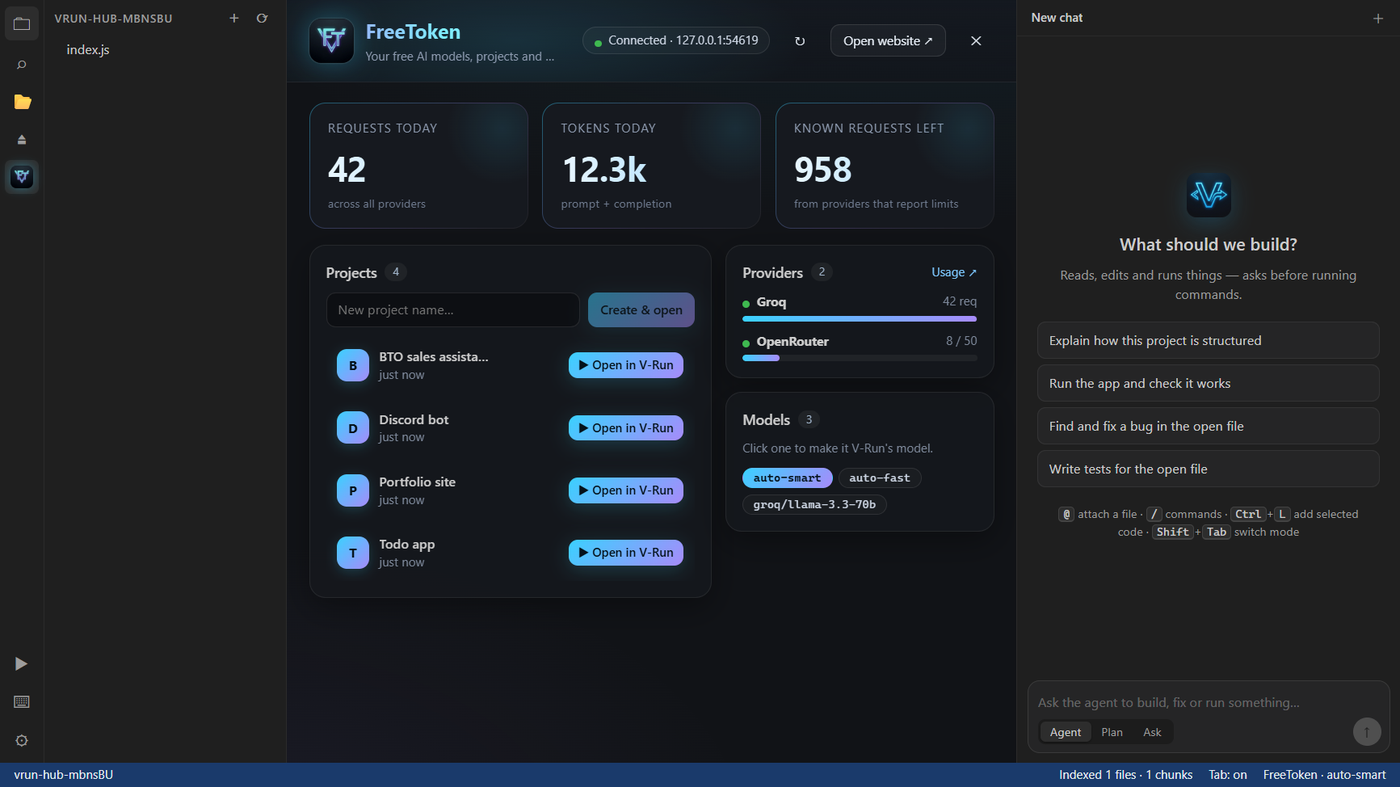 FreeToken hub in V-Run