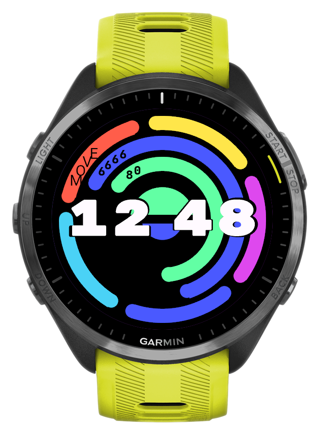 "Targetd watchface on a Forerunner 965"