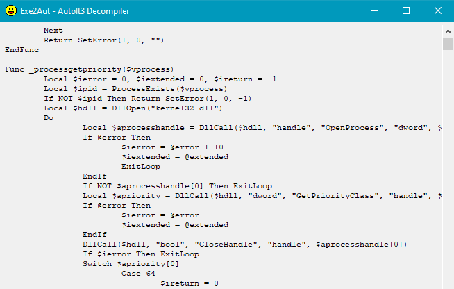 Exe2Aut decompilation