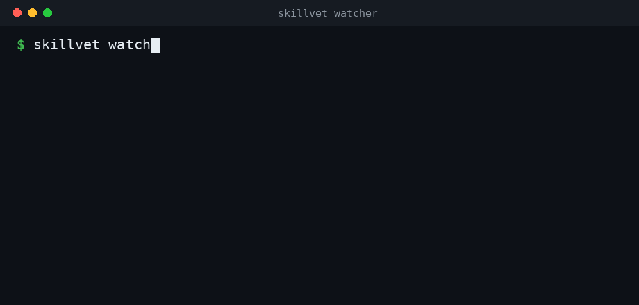 skillvet quarantining a malicious skill at install time