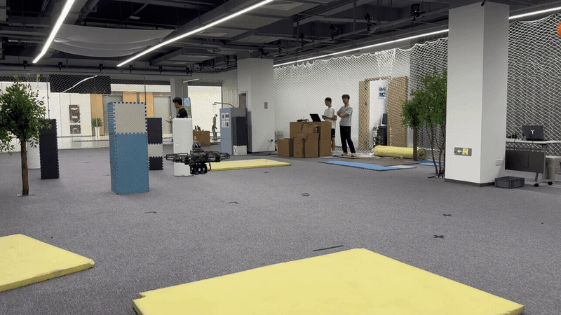 The quadrotor dodges a thrown ball