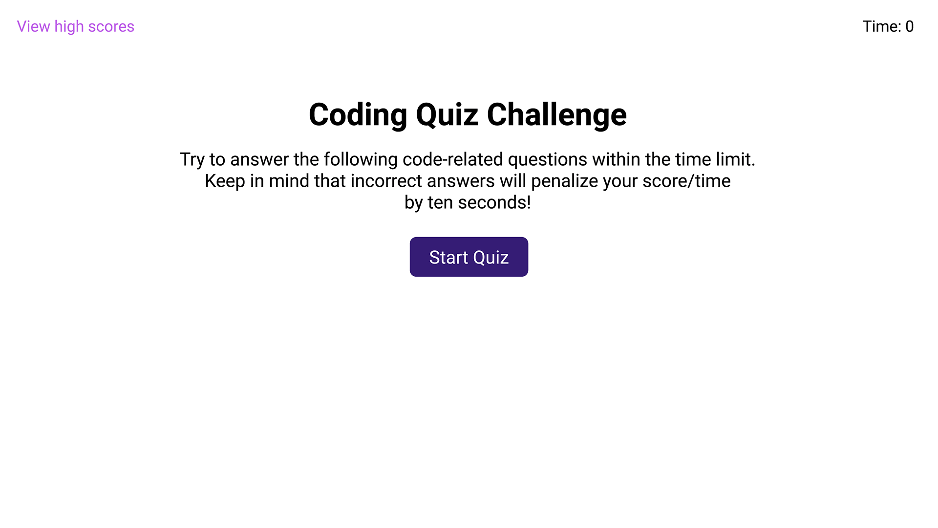 GitHub - VAalchemist/getQuizzy: timed coding quiz with multiple choice ...
