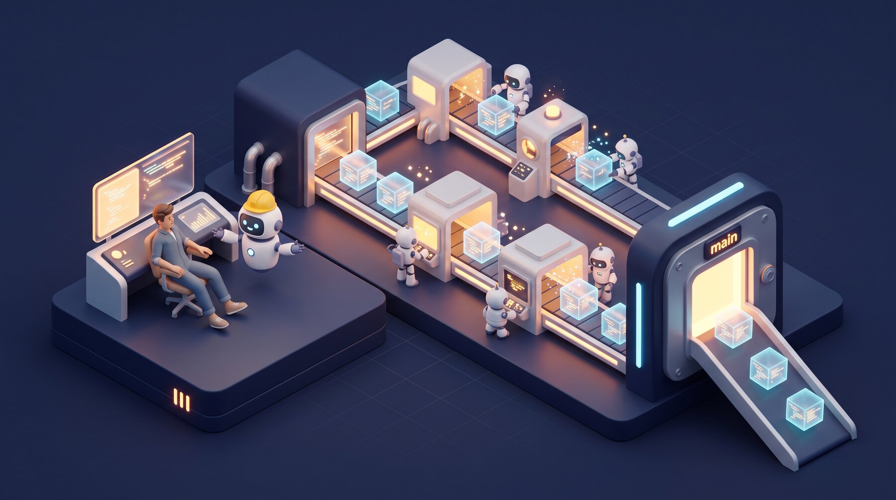 Claude Lane Stack — a multi-agent AI coding conveyor: one human, one AI project manager, worker lanes, auto-merge to main