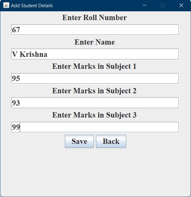 add new student screen
