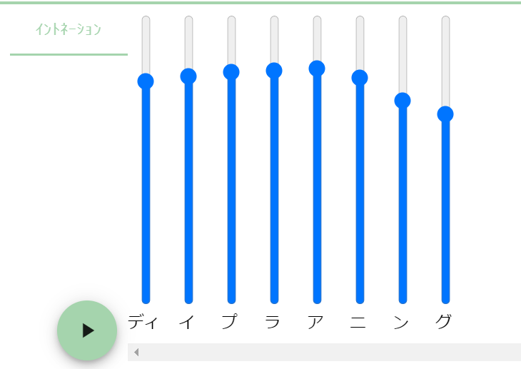 イントネーション調整スペースを縦に広くした様子。