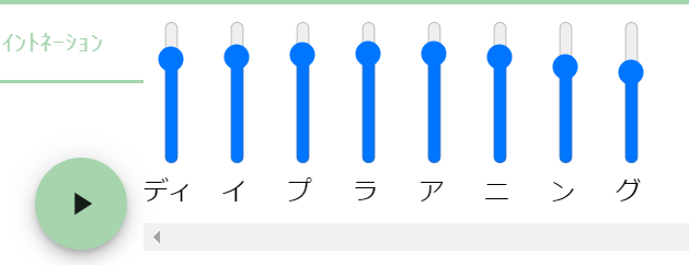 「イントネーション」をクリックして現れる縦線のバー。