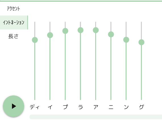 イントネーション調整スペースを縦に広くした様子