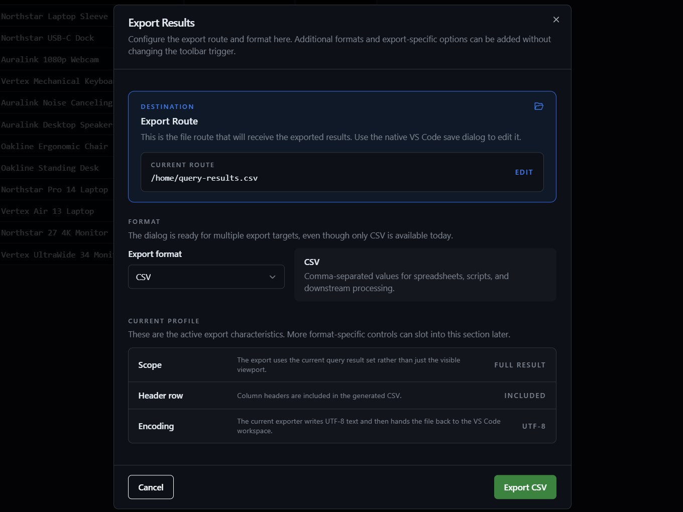 Export query results