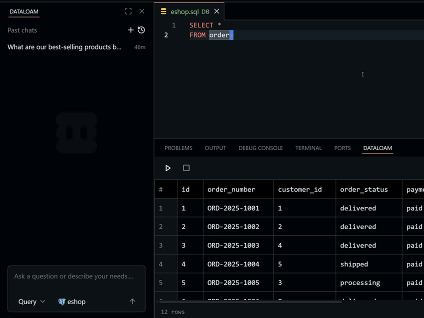 Keyboard navigation in DataLoam