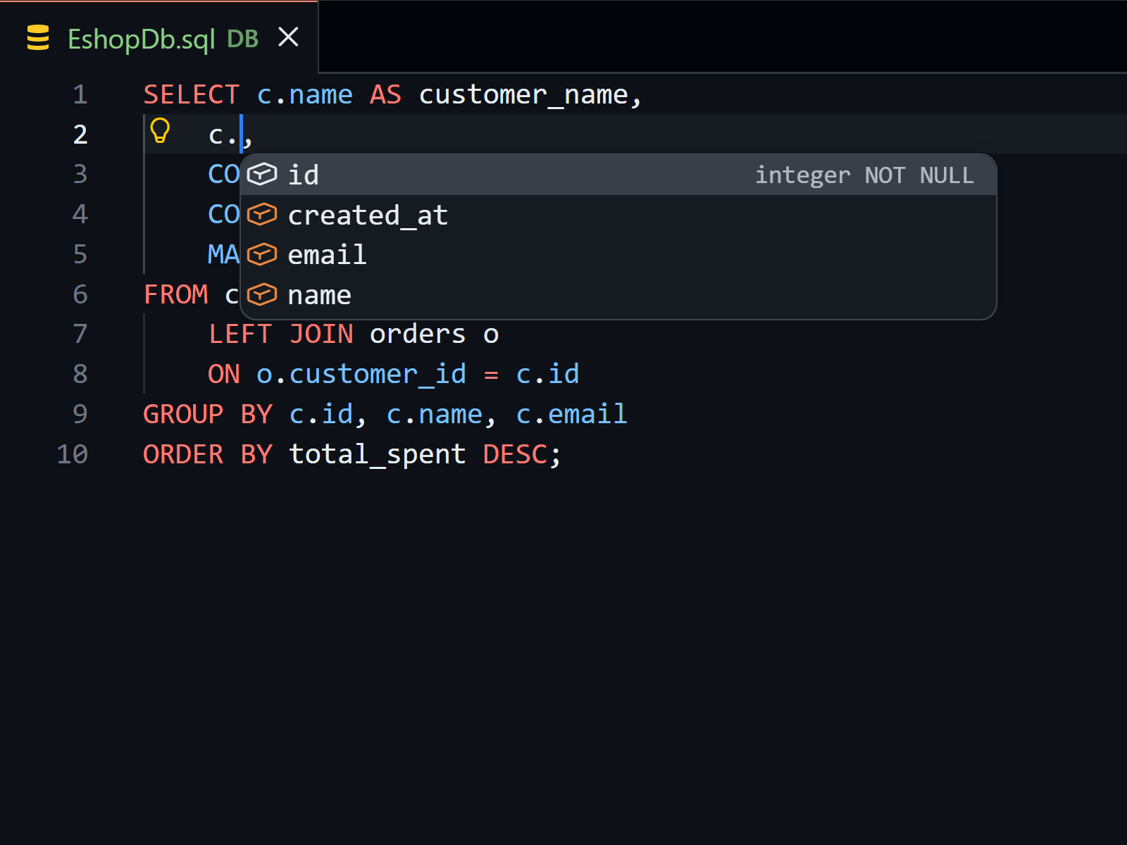 Schema-aware autocomplete
