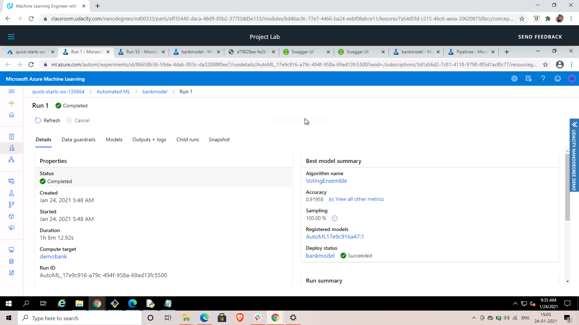 Automated ML Experiment Details